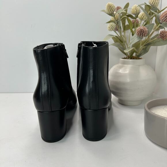 Vionic Sibley Leather Comfort Block Heel Ankle Boot Black Women's 8.5 NWOB FLAW - Picture 4 of 11